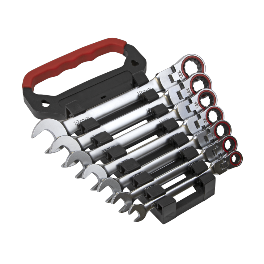 Flexi-head Ratchet Combination Spanner Set7 Piece Metric