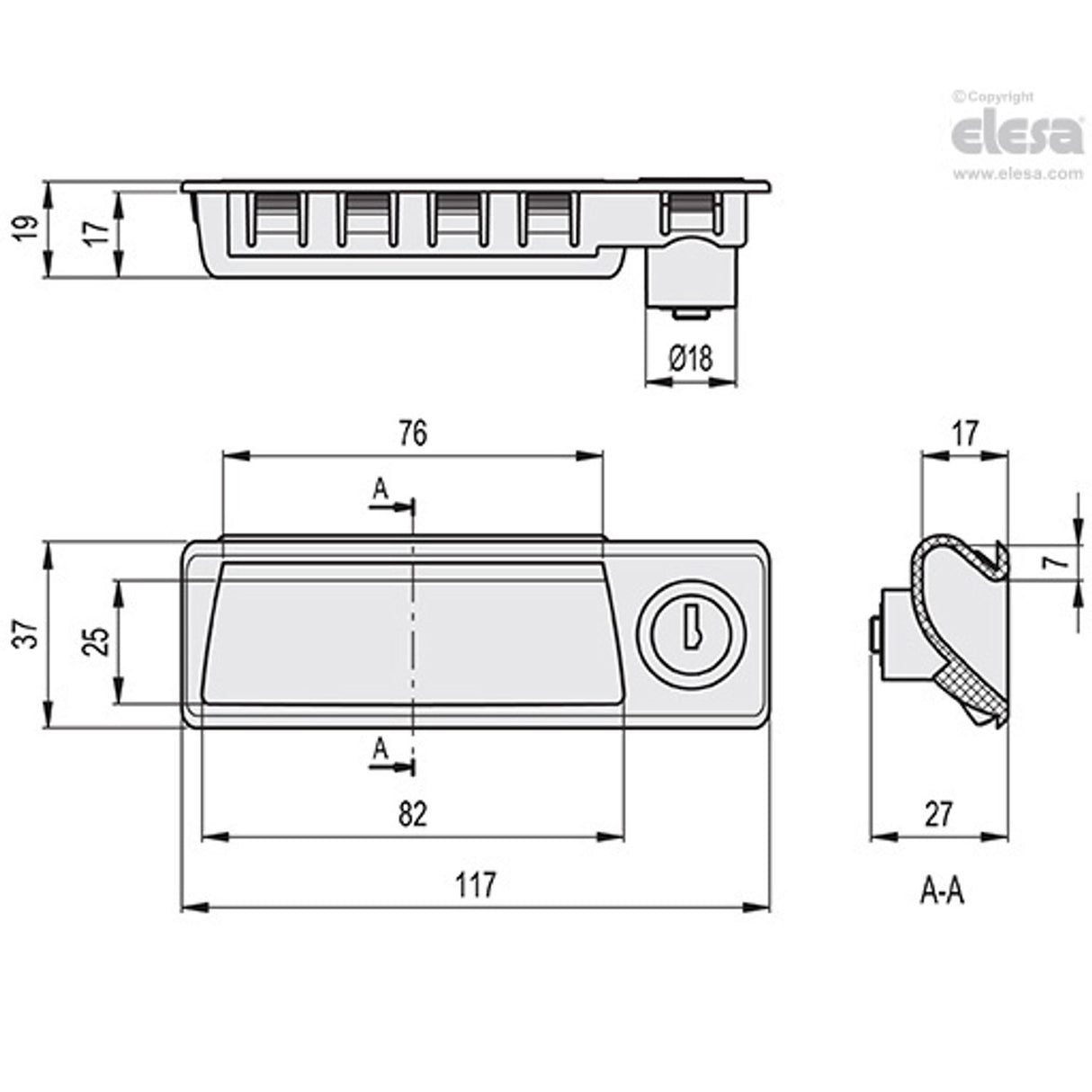 Flush pull handle-PR.92-CH-D-QE-A