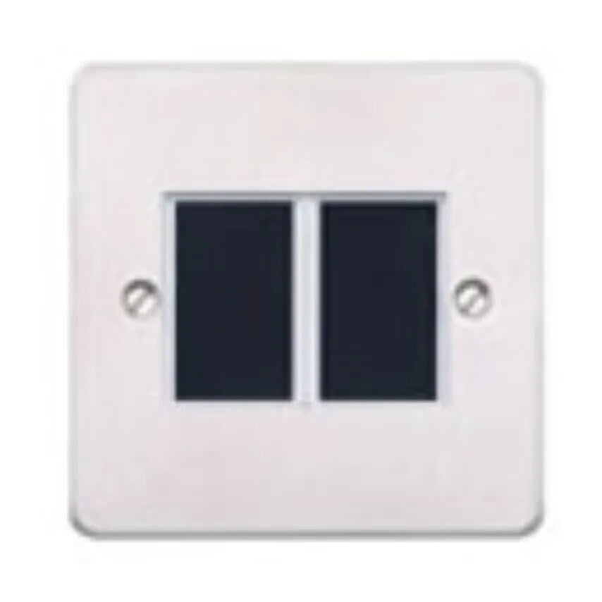 Front Plate 2 Module Mounting Frame 86 x 86mm Lacquered Brushed Steel