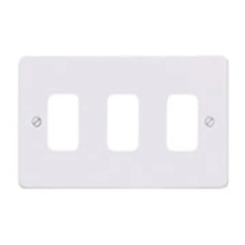 Front Plate 3 Module Mounting Frame 86 x 146mm Lacquered Brushed Steel