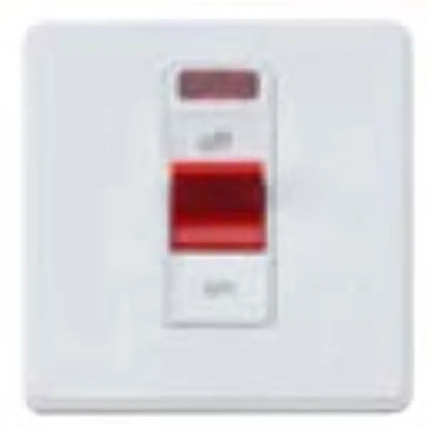 Frontplate for 1 Gang 50A DP Switch and neon 86 x 86mm White