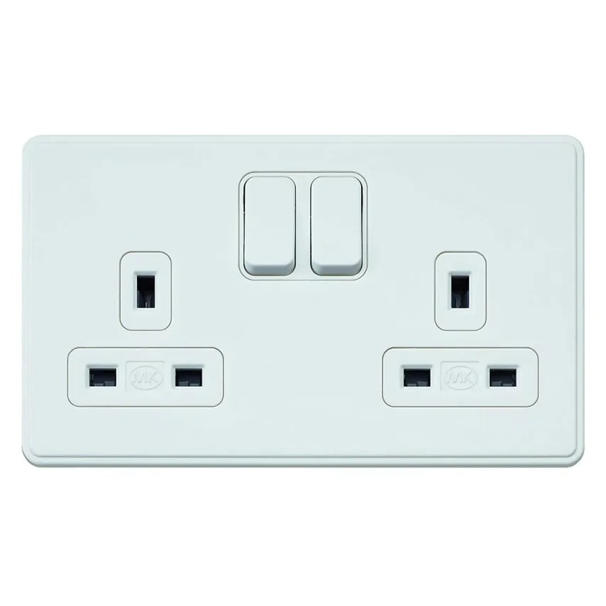 Frontplate for 2G 13A Dual Earth Switched Socket 86 x 146mm White