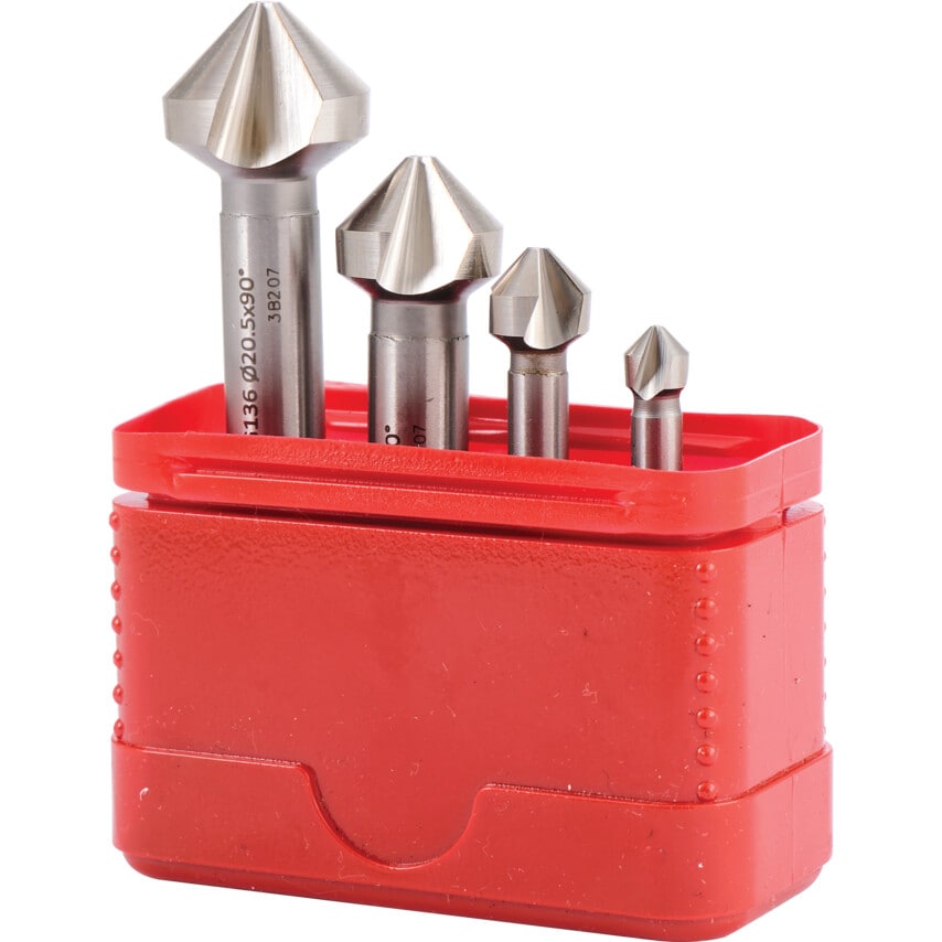 G236 Set 2 (4-PCE) HSS Straightshank 90DEG Csk DIN 335 C