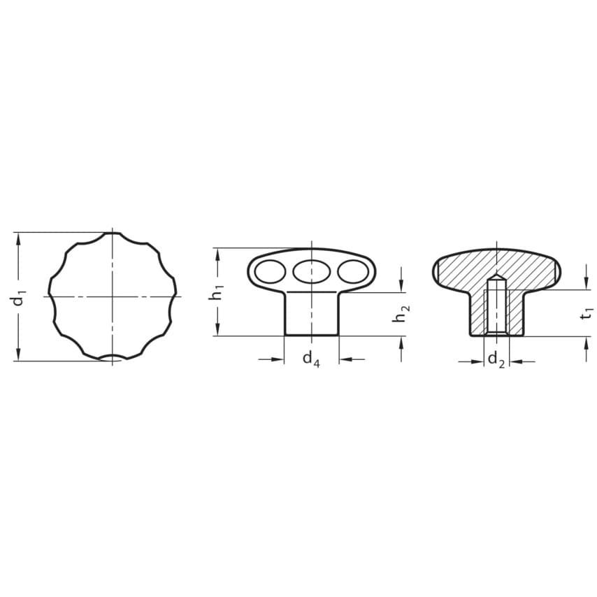 GN5335-50-M8-E Star Knob; Stainless Steel; Mat Blasted