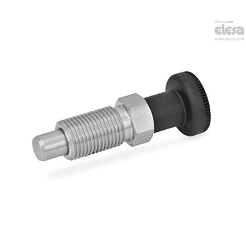 GN 717-NI Indexing plungers with or without rest in retracted position stainless steel Lifting knob without locking nut GN 717-8-M12X1.5-B-NI