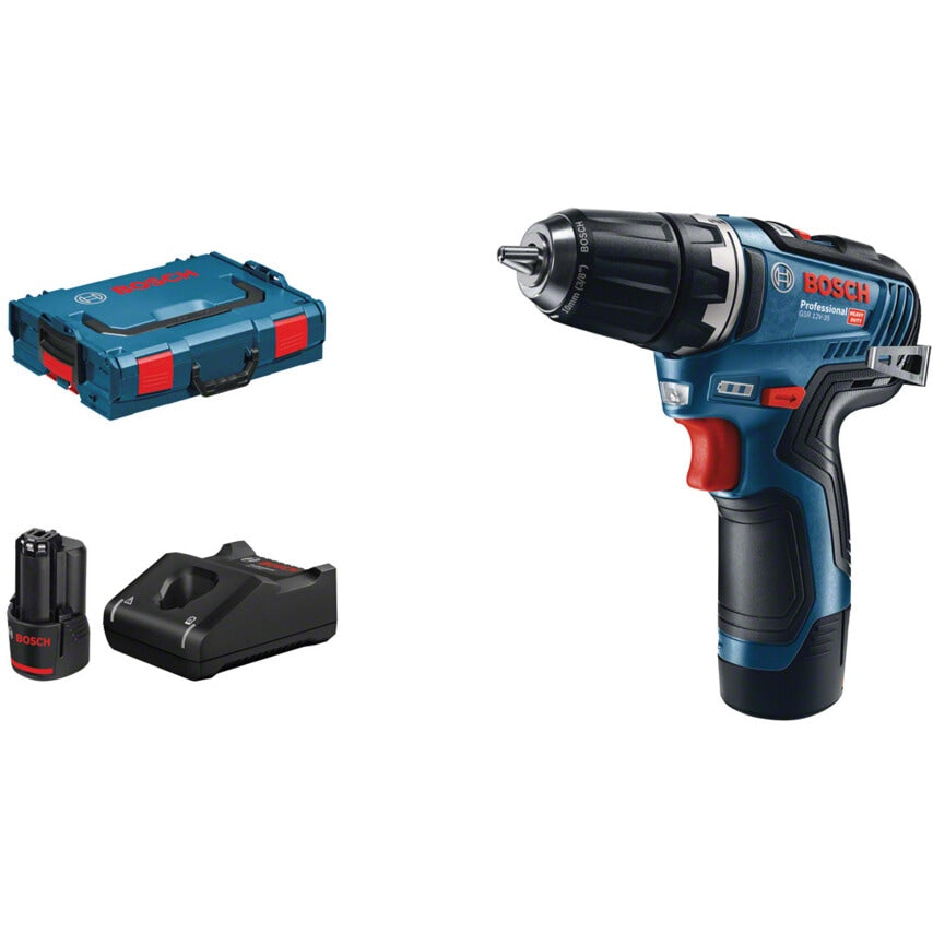 GSR 12V-35 12V Brushless 2 Speed Drill Driver, 2X 3.0AH Battery Packs in L-Boxx