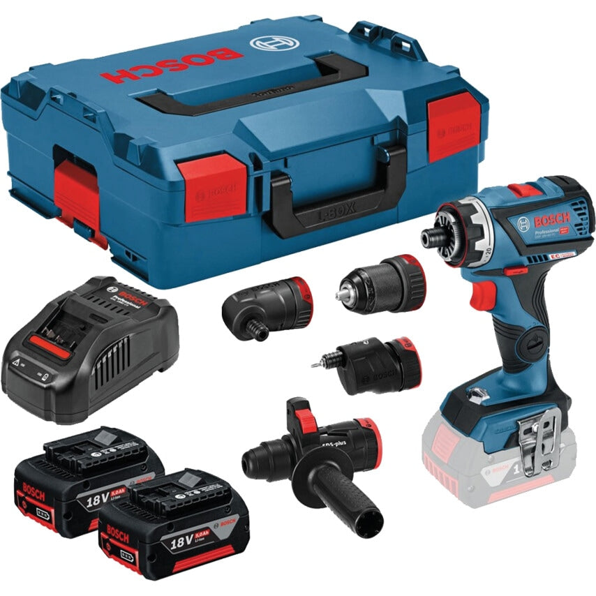 GSR 18 V-60 FCC FlexiClick Drill Driver Set comes with 4 Chucks & 2X5.0AH Batteries