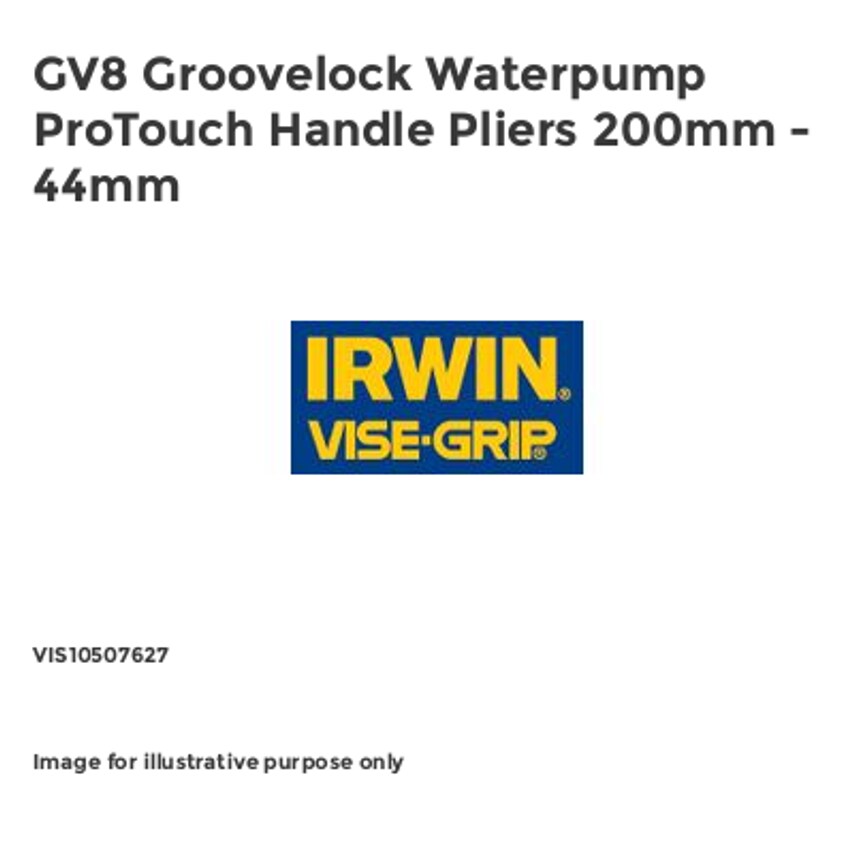 GV8 Groovelock Waterpump ProTouch Handle Pliers 200mm - 44mm