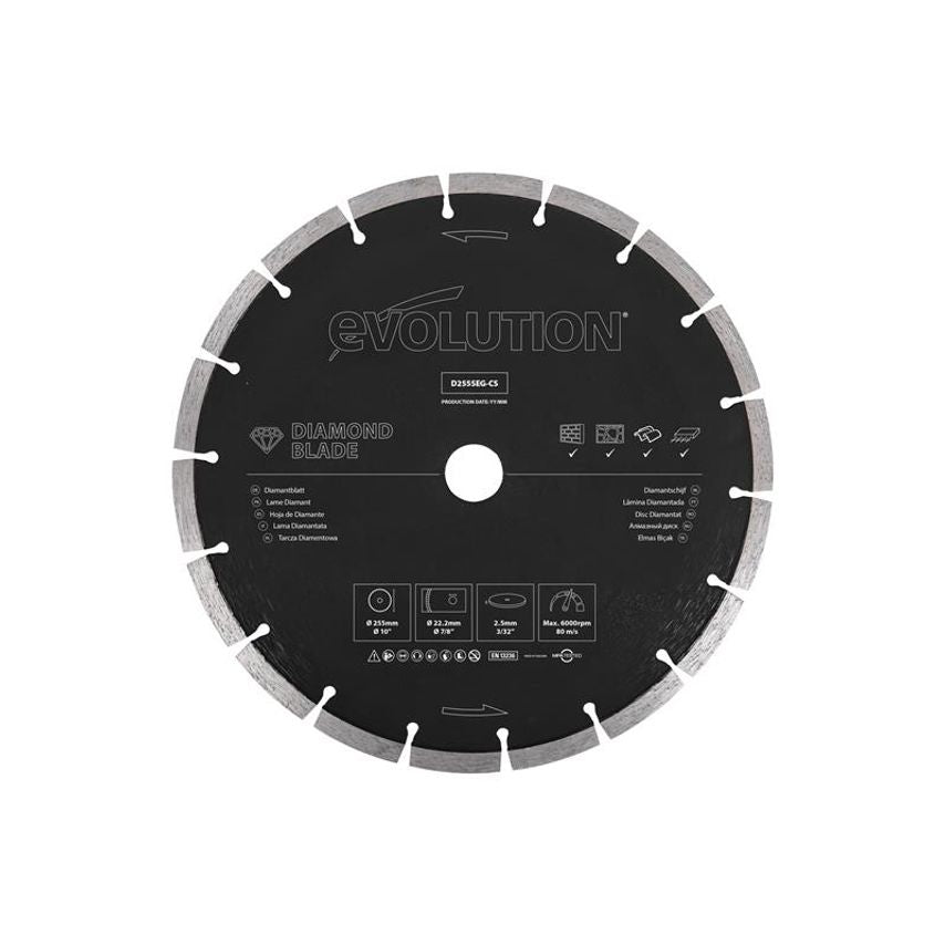 General Purpose Diamond Blade 255 x 22.2mm EVLD255SEGC