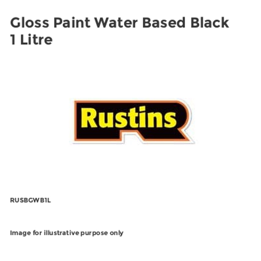 Gloss Paint Water Based Black 1 Litre RUSBGWB1L