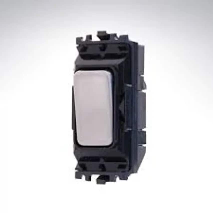 Grid Switch 1 Way DP Push Break 20A Brushed Stainless Steel Black Inse