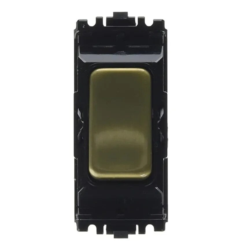 Grid Switch 1 Way DP Push Make 20A Satin Gold Black Insert