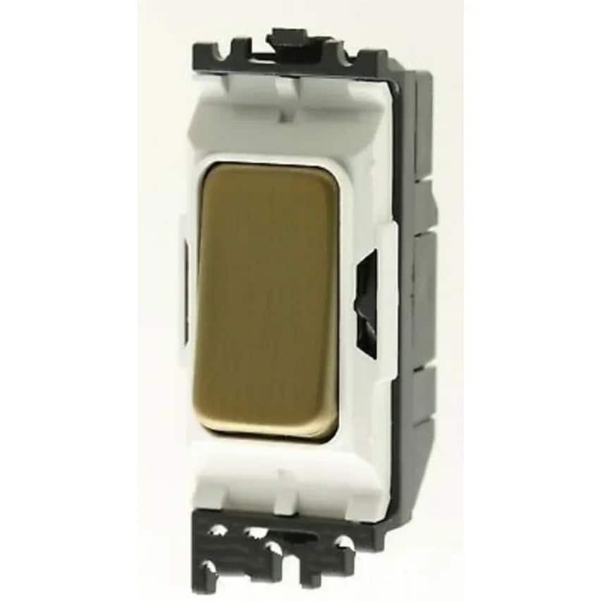 Grid Switch 1 Way DP Push Make 20A Satin Gold White Insert