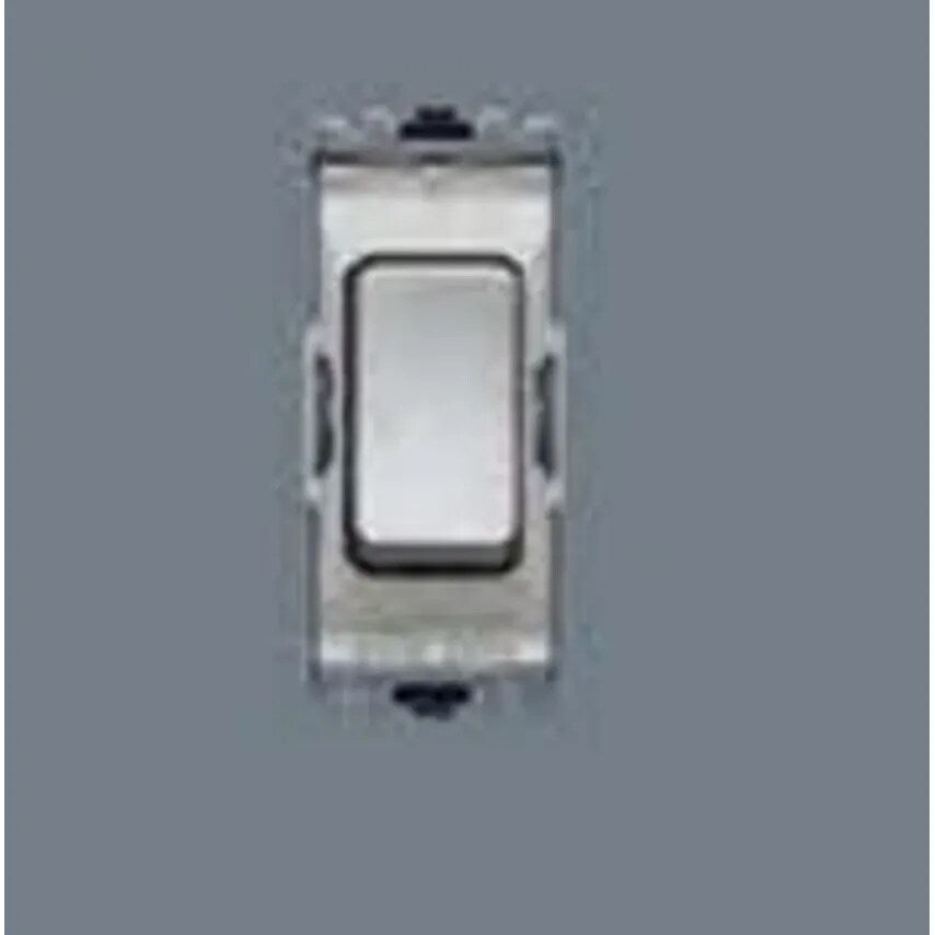 Grid Switch 1 Way SP 10A Lacquered Brushed Stainless Steel White Inser