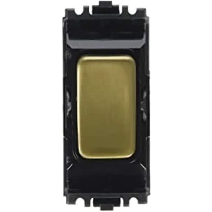 Grid Switch 1 Way SP Neutral Term 10A x Sat Gold Black Insert