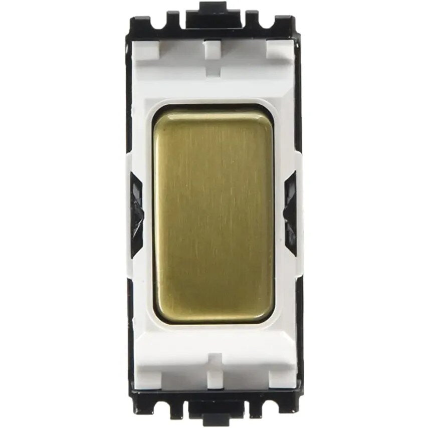 Grid Switch 1 Way SP Neutral Term 10A x Sat Gold White Insert