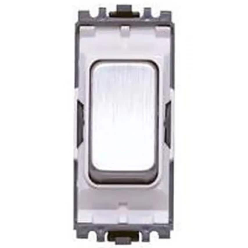 Grid Switch 2 Way SP 10A Brushed Stainless Steel White Inserts