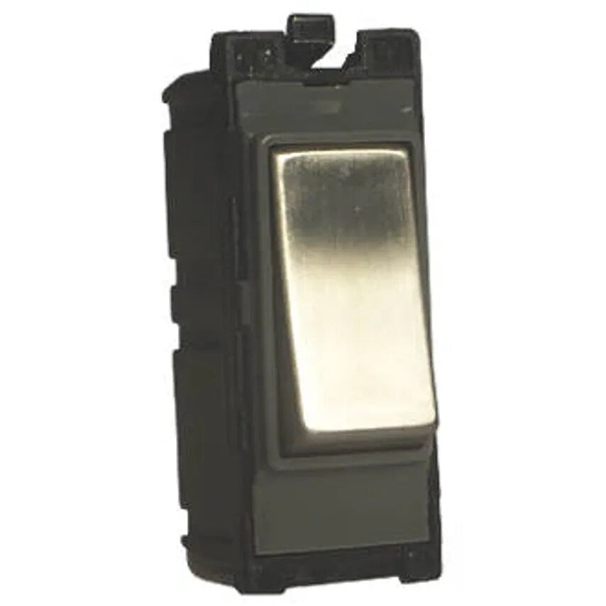 Grid Switch 2 Way SP Neutral Term 10A x Lacquered Brushed Steel Bl