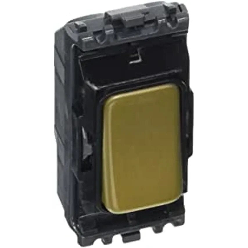 Grid Switch 2 Way SP Neutral Term 10A x Sat Gold Black Insert