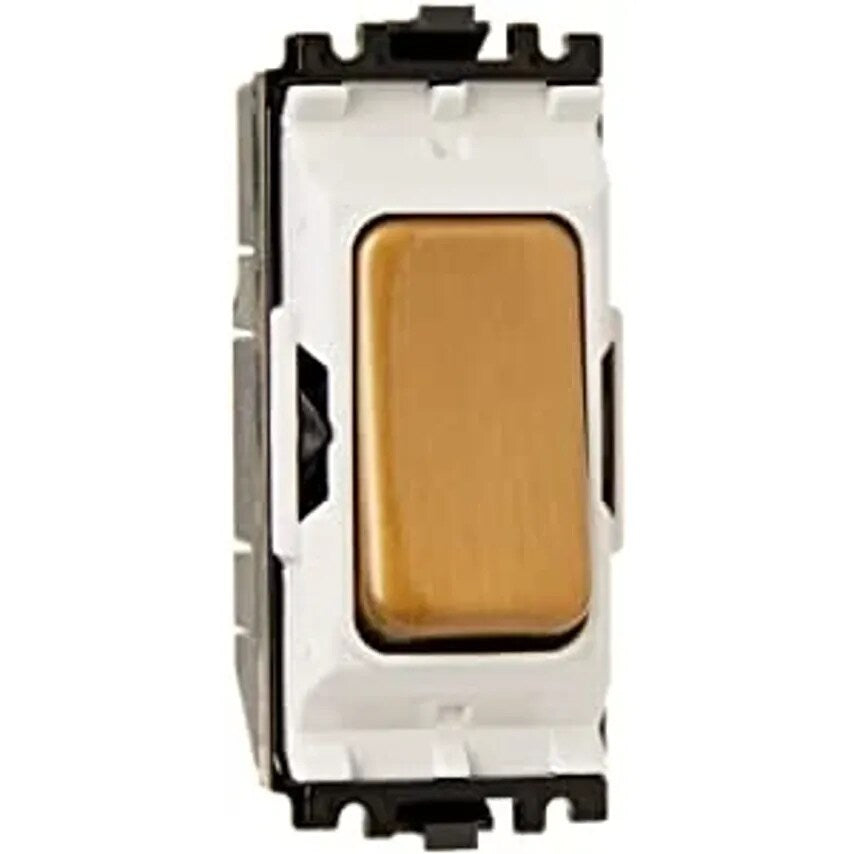 Grid Switch 2 Way SP Neutral Term 10A x Sat Gold White Insert