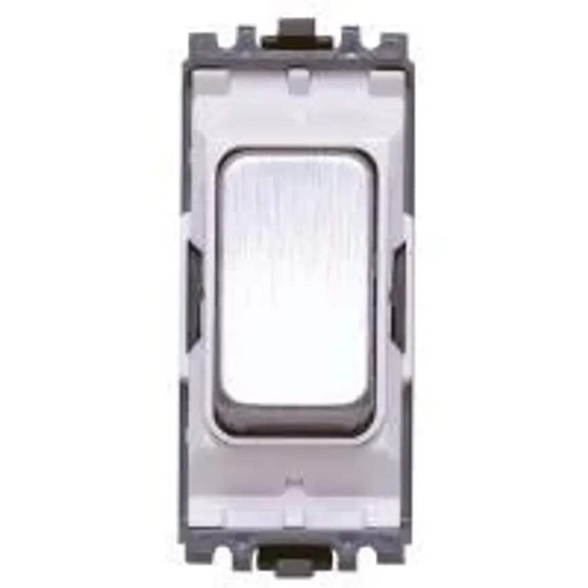 Grid Switch Intmdt 20A Lacquered Brushed Stainless Steel Black Inserts