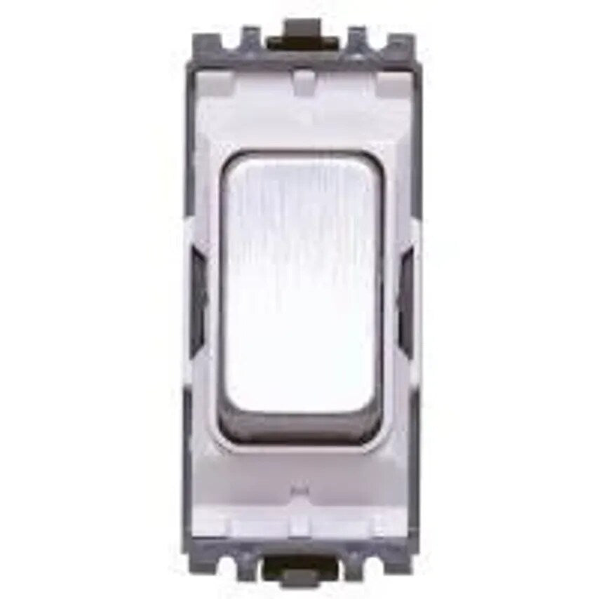 Grid Switch Intmdt 20A Lacquered Brushed Stainless Steel White Inserts