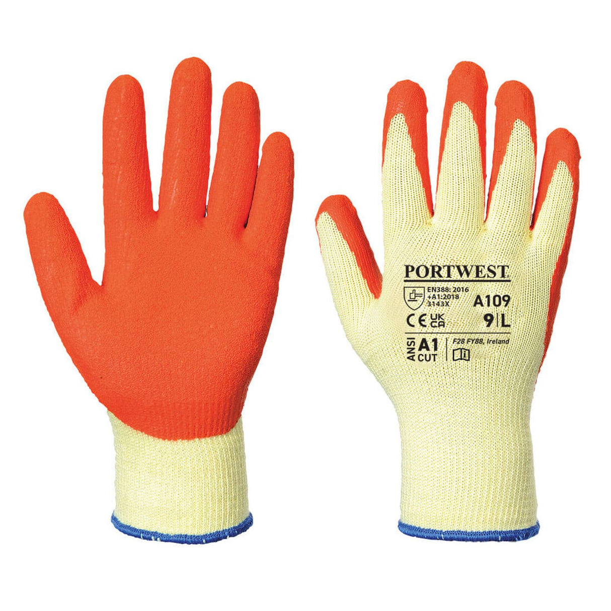 Grip Glove (Retail Pack), Orange, Large, Regular