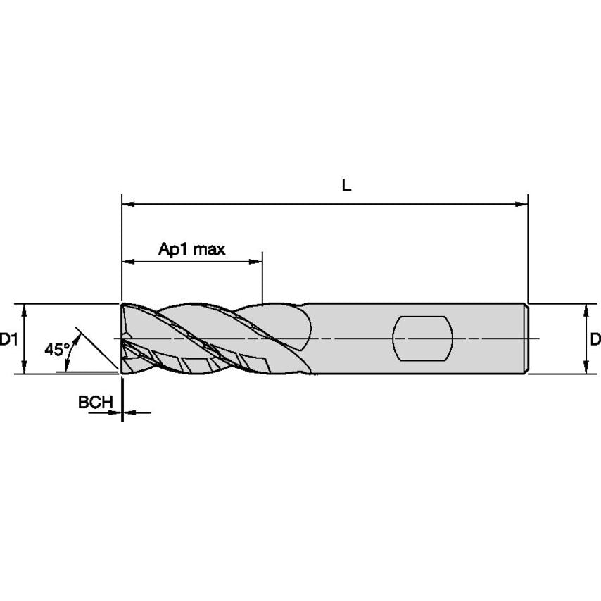 H1TE4CH1600R032HBM End Mill Harvi I TE 4FL 16X16X