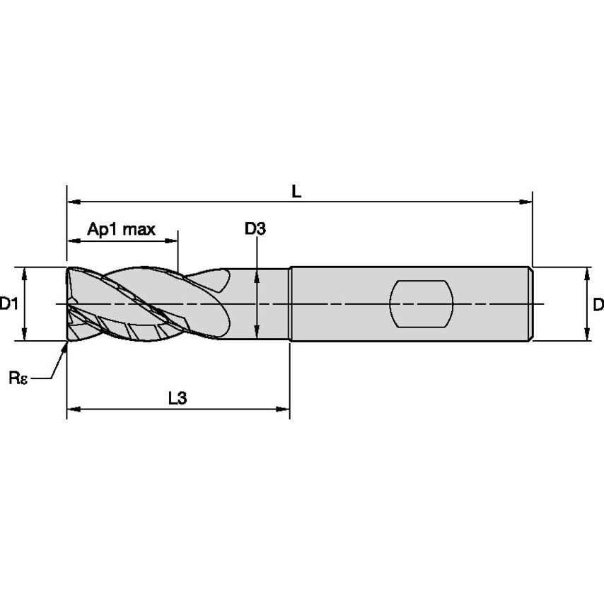 H1TE4RA2000N030HBR200M End Mill Harvi I TE 4FL 20X20X