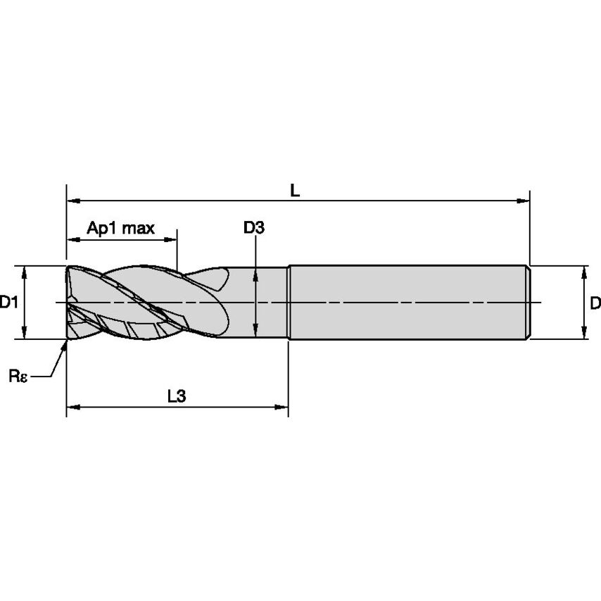 H1TE4RA2500N038HAR400M End Mill Harvi I TE 4F 25X25X37