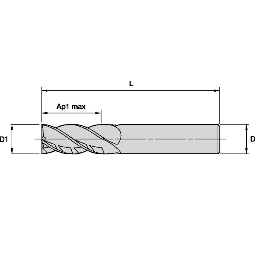 H1TE4SE0219R044HA End Mill Harvi I TE 7/32X1/4X7