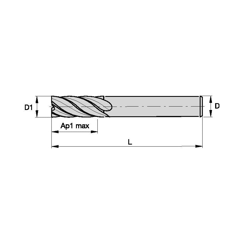 HPFSS1000S5325 HPFSS-5 End Mill 1X1X3 1/4X6