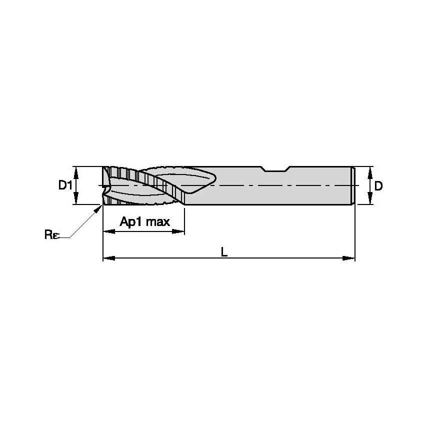 HPRST750S4088 End Mill RUF 4F 3/4X3/4X7/8X3.