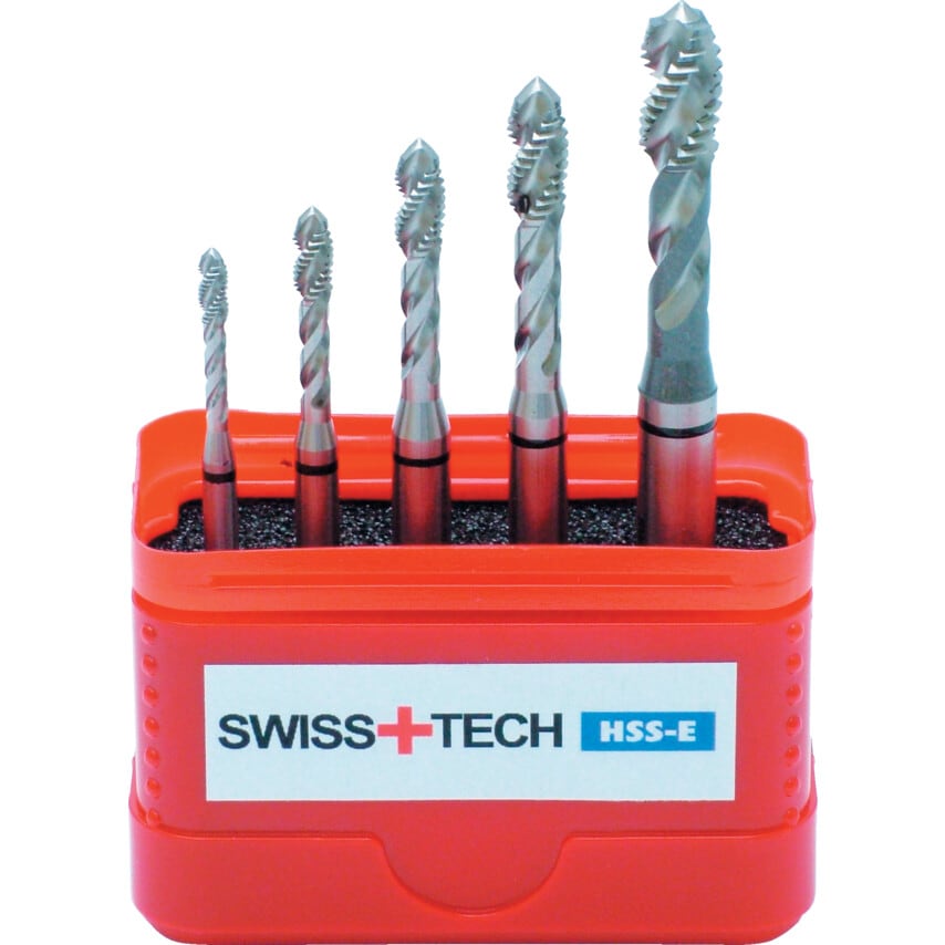 HSS-Co M3-M8 'black Ring' Spiral Flute Tap Set - DIN 371 -5 Piece