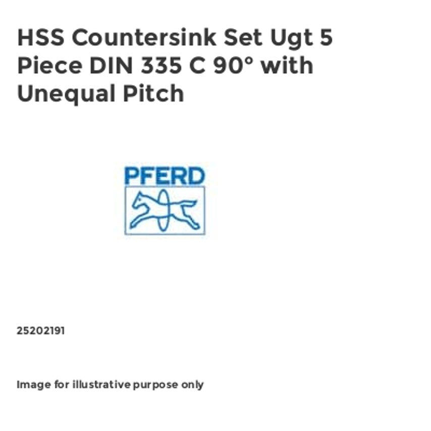 HSS Countersink Set Ugt 5 Piece DIN 335 C 90 with Unequal Pitch