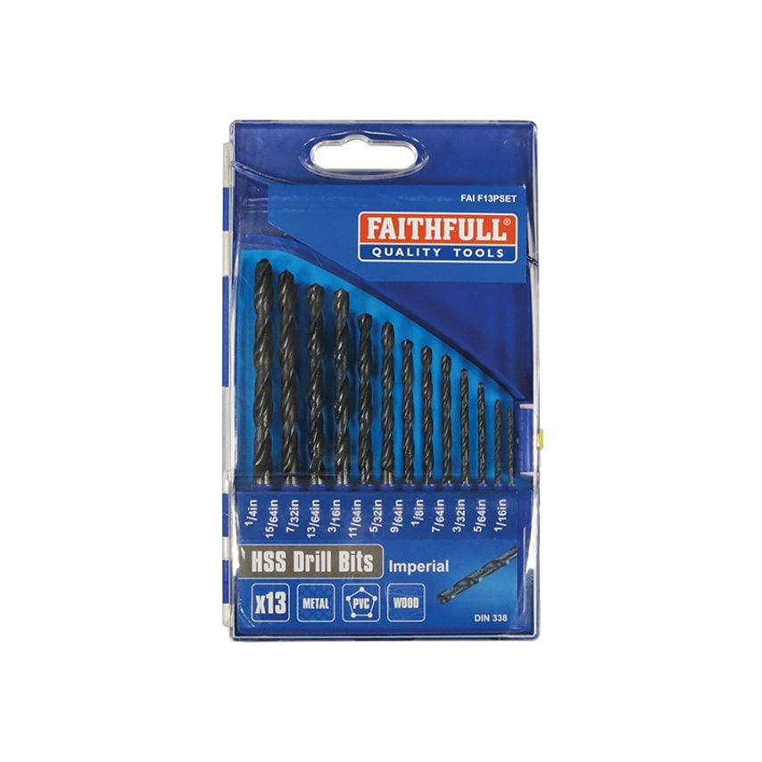 HSS Drill Bit Set of 13 1/16-1/4 x 1/64 FAIF13PSET