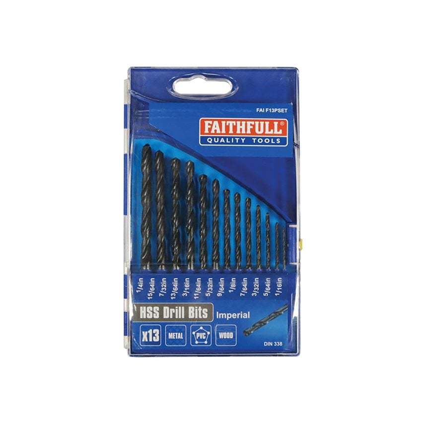 HSS Drill Bit Set of 13 1/16-1/4 x 1/64 FAIF13PSET