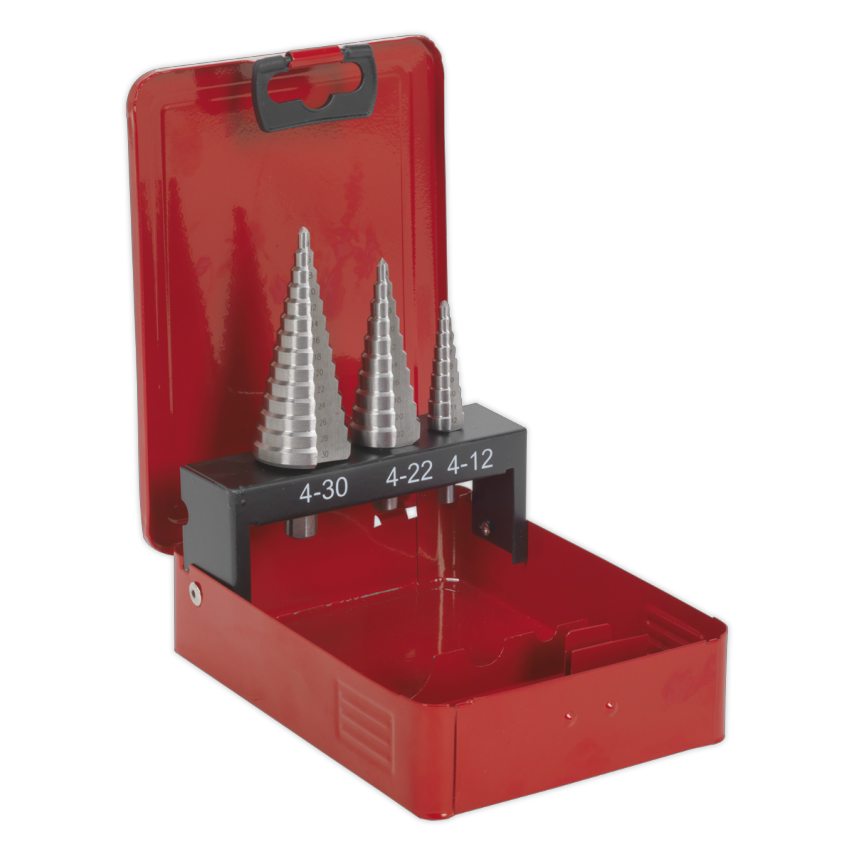 HSS M2 Step Drill Bit Set 3PC Double Flute