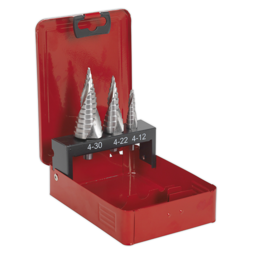 HSS M2 Step Drill Bit Set 3PC Spiral Flute