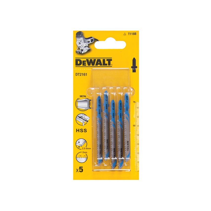 HSS Metal Cutting Jigsaw Blades Pack of 5 T118B DEWDT2161QZ