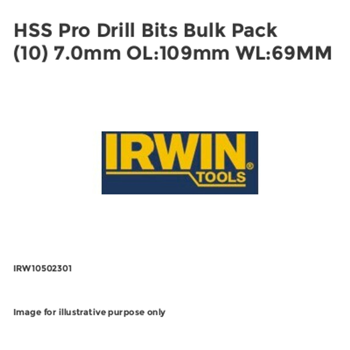 HSS Pro Drill Bits Pack of 10 7.0mm OL:109mm WL:69MM