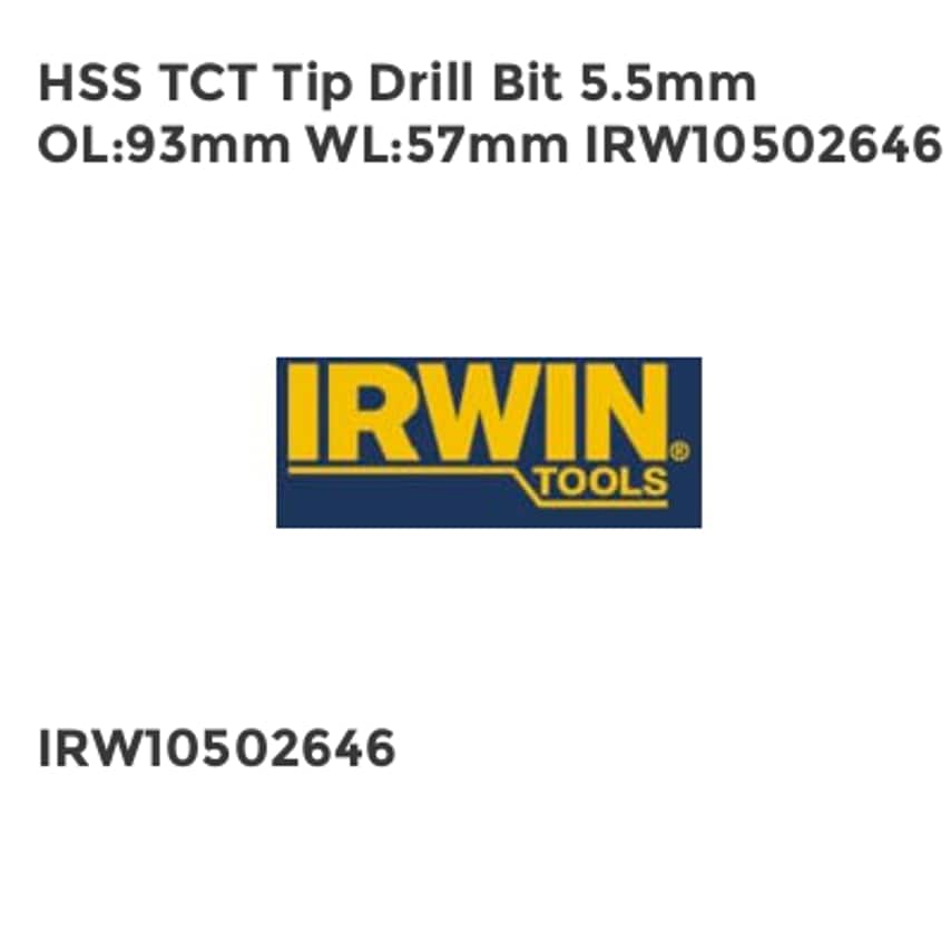 HSS TCT Tip Drill Bit 5.5mm OL93mm WL57mm IRW10502646