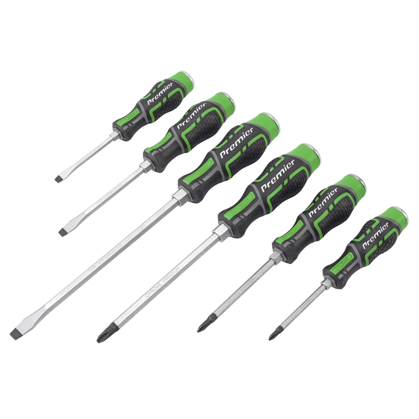 Hammer-thru Screwdriver Set Hi-vis Green 6 Piece