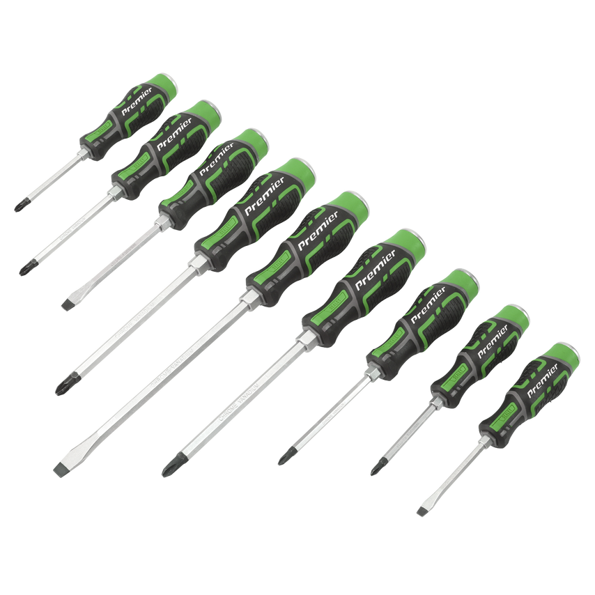 Hammer-thru Screwdriver Set Hi-vis Green 9 Piece