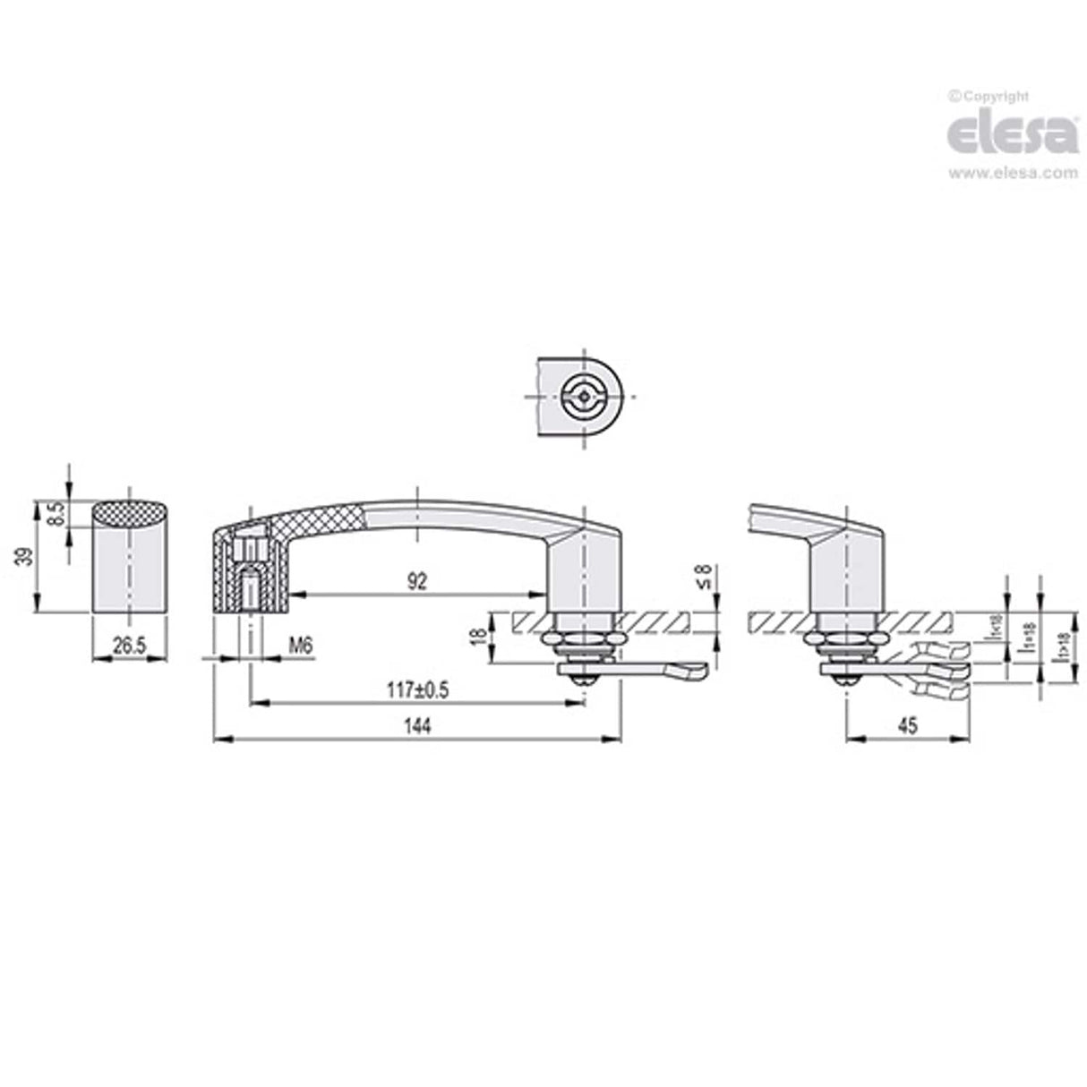 Handle-EBP.140-CH-A-L16-B M6-C1 Black