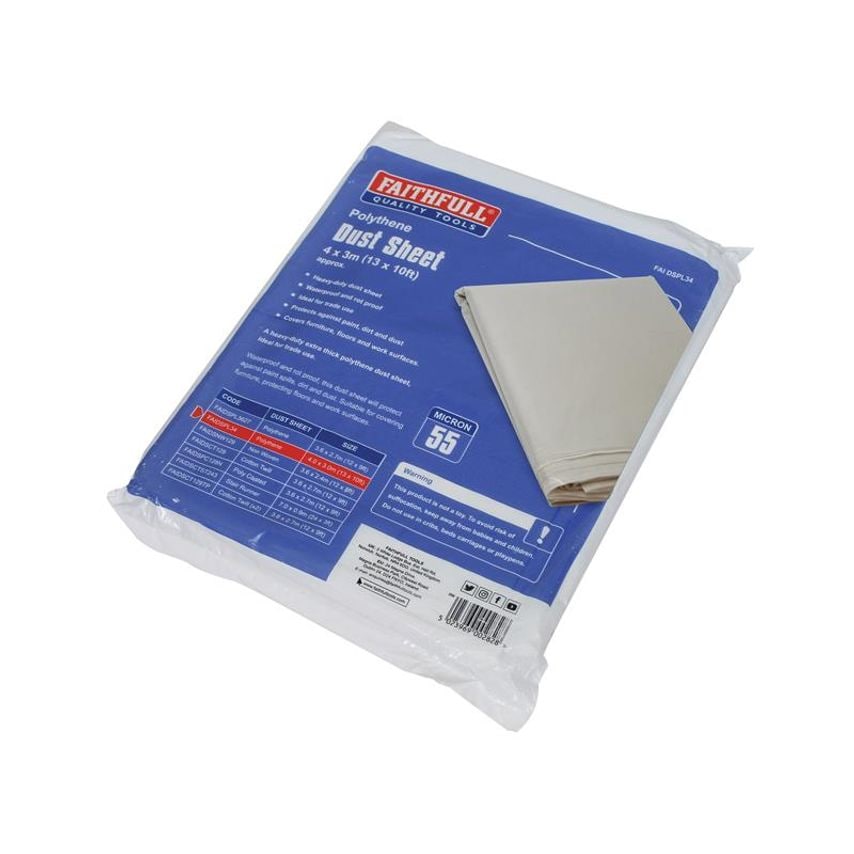 Heavy-Duty Polythene Dust Sheet 3 x 4m FAIDSPL34