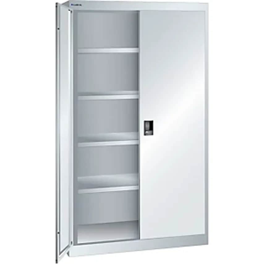 Heavy Duty Cupboard, 4 Shelves, Light Grey