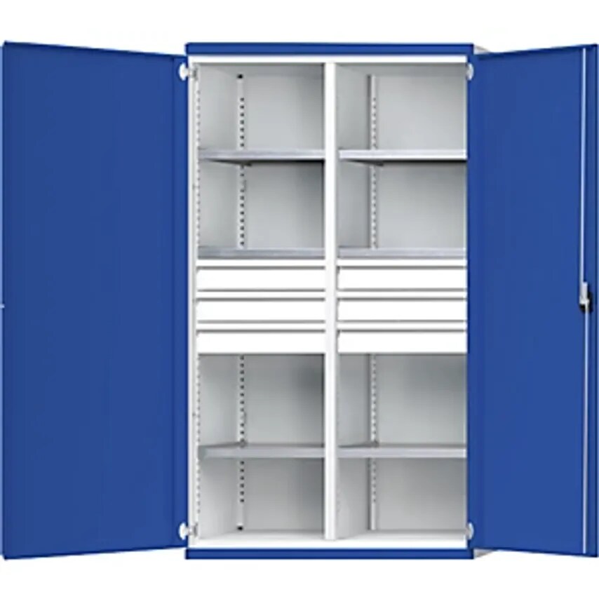 Heavy Duty Cupboard With Centre Partition, 6 Drawers 120mm, HxWxD 1950 X 1084 X 690mm