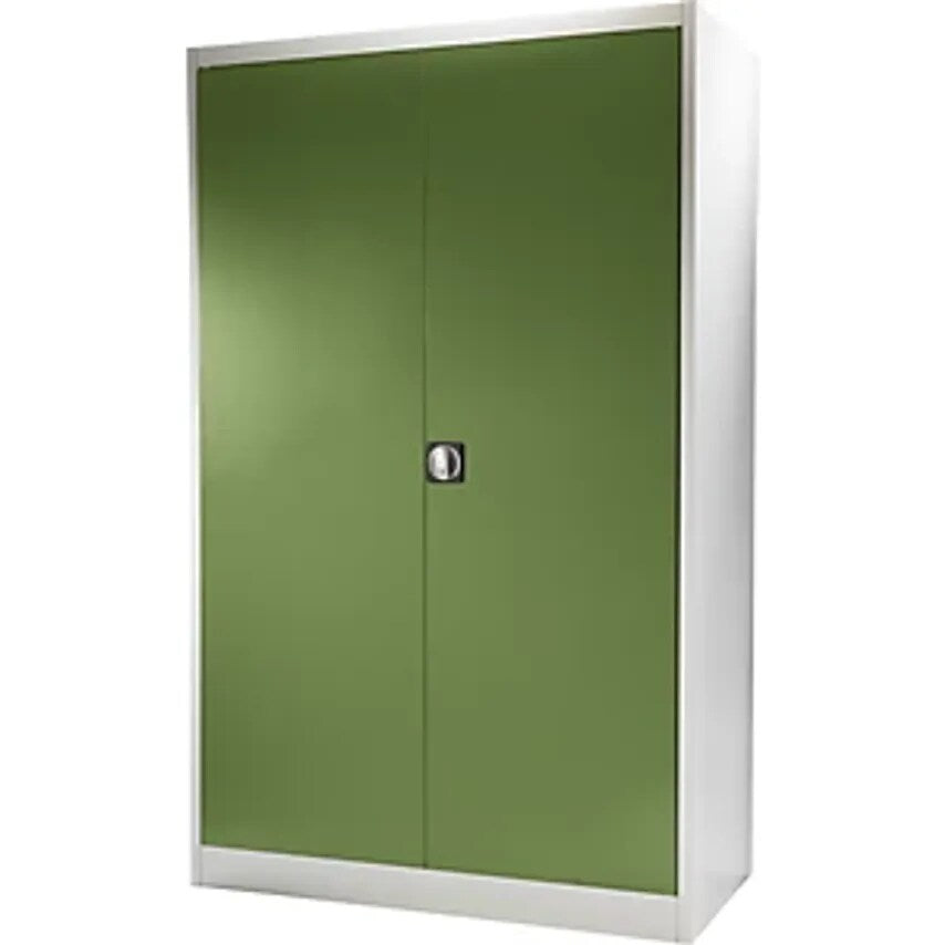 Heavy Duty Double Door Cupboard, HxW 1950 X 1200mm, Depth 500mm, Light Grey/Reseda Green