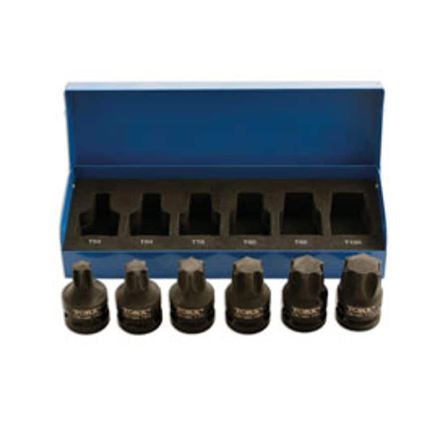Heavy Duty TORX Socket Bit Set 1/2"D 6 Piece